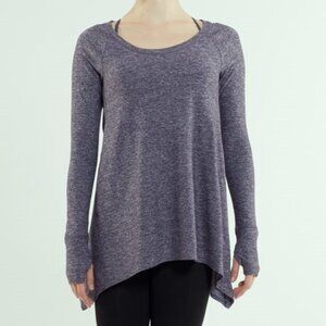 Lululemon Rehearsal Top Long Sleeve Gray Tee Heathered Black Swan Thumb Holes 8